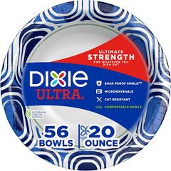 Dixie Ultra, Large Paper Bowls, 20 Oz, 56 Count, Microwave Safe, Compostable, Di