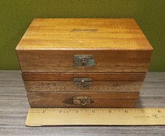 3 – BOXES ONLY Lufkin Micrometer Depth Gage Wood Wooden Gauge Case Vintage
