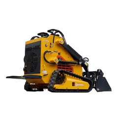 24HP Mini Skid Steer Loader Tracked 3-Pumps Engine w/ Bucket, Fork, Grapple