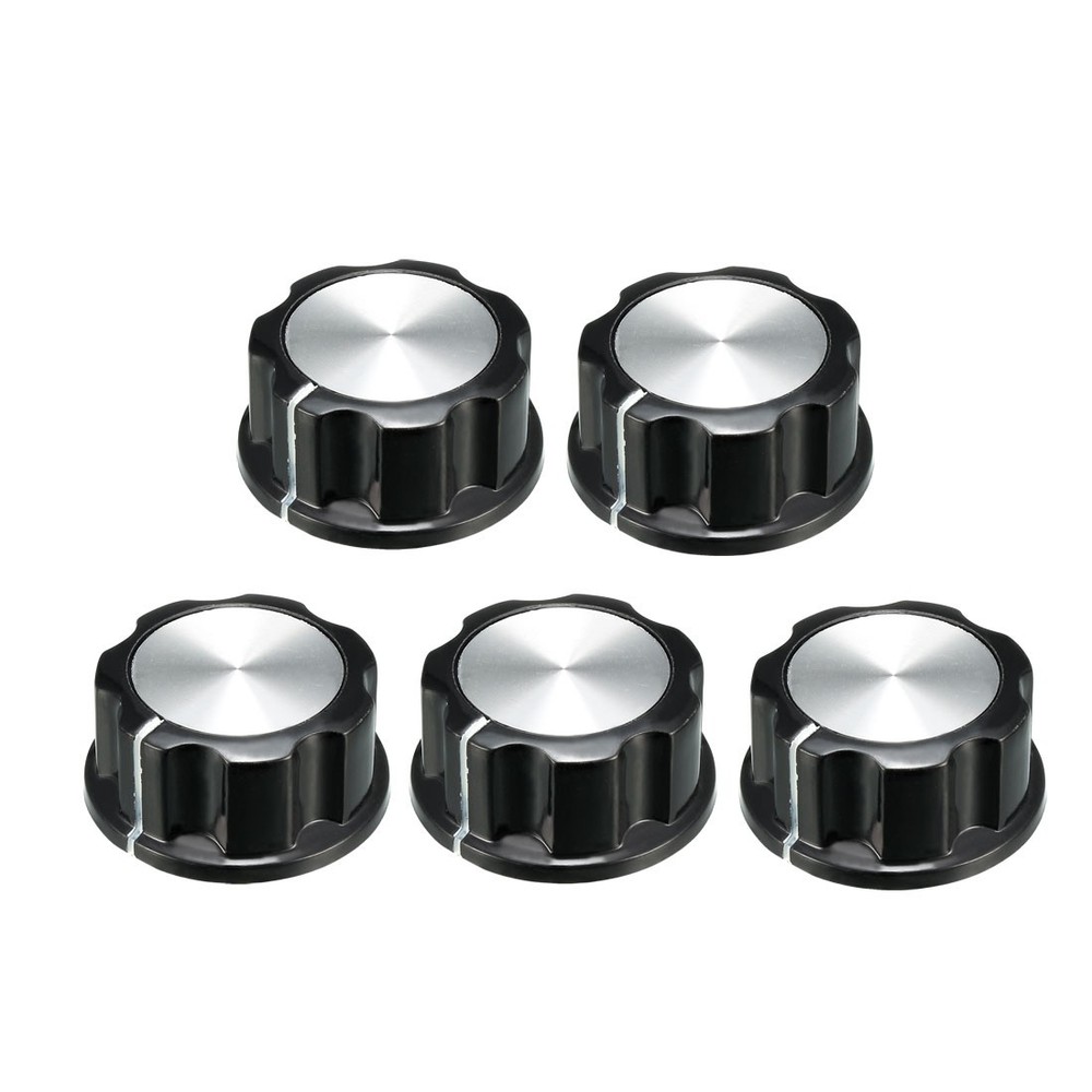 5Pcs 33×15.5mm Silver Tone Top Potentiometer Volume Control Rotary Knobs