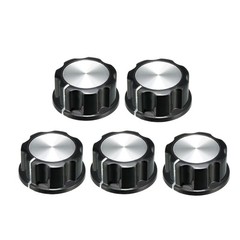 5Pcs 33×15.5mm Silver Tone Top Potentiometer Volume Control Rotary Knobs