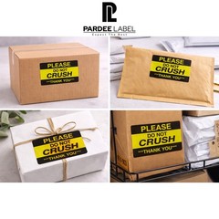 Please Do Not Crush Stickers 2.25″x4″ Neon Yellow Warning 150/Roll