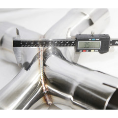 3″ OD T304 Stainless Steel X Pipe Dual Inlet Dual Outlet 15″ Long Polished