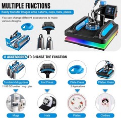 8 in 1 Heat Press Machine 15″x15″ 30OZ Tumbler Sublimation T-shirt Mug Hat Plate