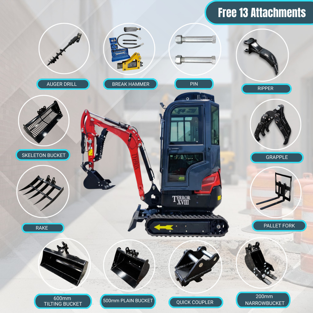 TYPHON Terror XVIII Prestige Mini Excavator 2 Ton AC Cabin DIgger Kubota D902