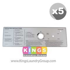 5PK New Gen-5 W75/W125/W185 Instuction Sign For Wascomat # 290101