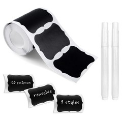 MUWOOB Chalkboard Labels, 120 Pcs 2.4*1.6 inches-Wavy, 120 Labels-black Wavy