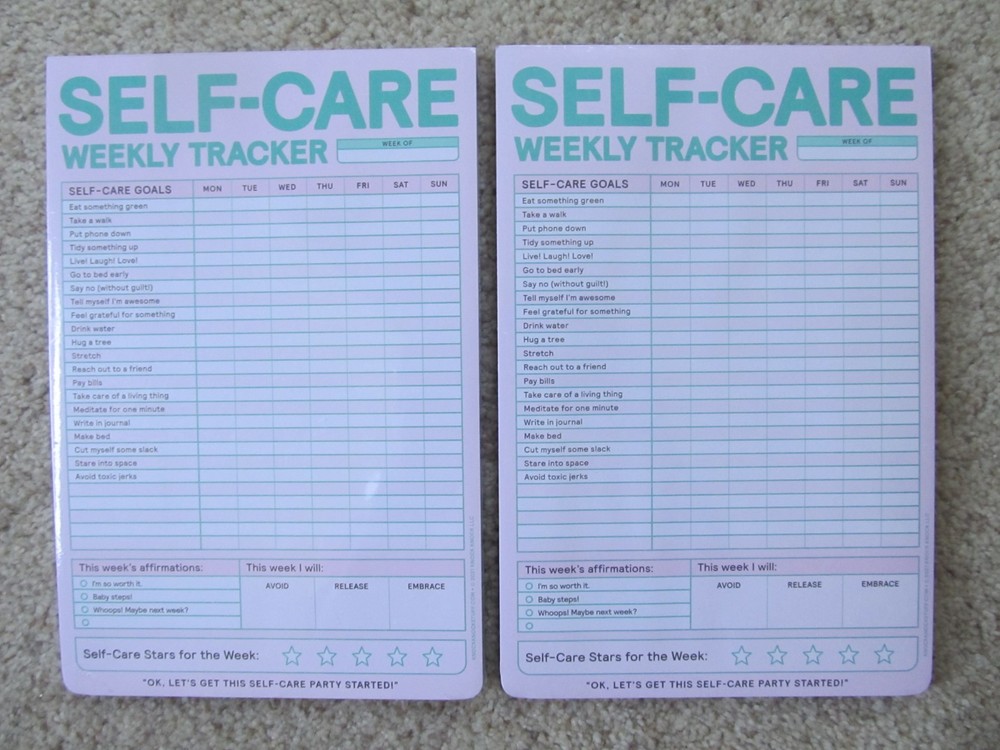 Lot of 2-Knock Knock Self-Care Weekly Tracker Pads – 6 x 9 inches-60 sheets each