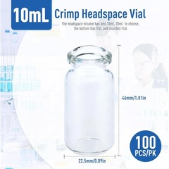 1000PCS 10ml Sample Vials+Aluminum Caps 20mm Crimp Top Clear Glass Bottle HPLC