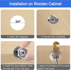 Cam Lock Set 1-1/8 Inch Keyed Alike Chrome Finish for Cabinets Drawers Mailboxes
