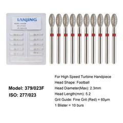 Dental Diamond Burs Football Bur FG Fine Coarse High Speed Friction Grip 368 379