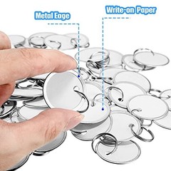 Hotop 500 Pieces 1.25 Inches White Metal Rim Key Tags Bulk Key Tags Paper Round