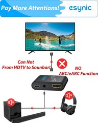 HDMI Audio Extractor 4K 60Hz PCM to RCA L/R Stereo 3.5mm Headphone Jack Fire TV