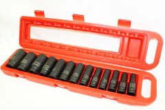 13pcs 1/2″ Dr. Metric 12 Point Deep Spindle Axle Nut Impact Socket Set CR-MO MM
