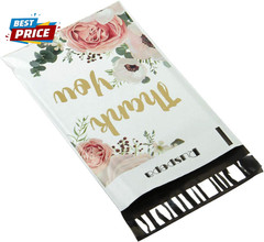 6X9 Inches Poly Mailers Shipping Bags Thank You Notes Flowers Surrounded White P