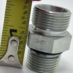 Lot of 2 SAE -8 ORB Male X Male Straight Union Adapters 3/4” -16 UNF Hydraulic