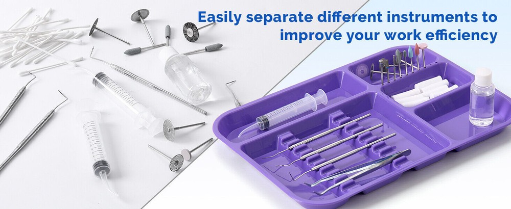 Dental Autoclavable 135ºC Plastic Trays Standard Divided Container Instruments