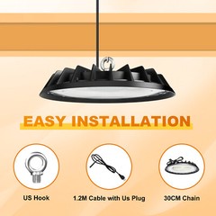 8 Pack 300W UFO Led High Bay Light Commercial Industrial Factory Light 90-277V