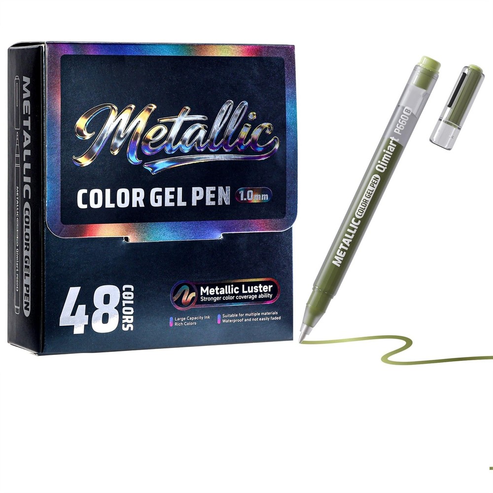 Metallic Pens Acrylic Paint 48 Colors,1.0mm Medium Point Glitter Pens,Waterpr…