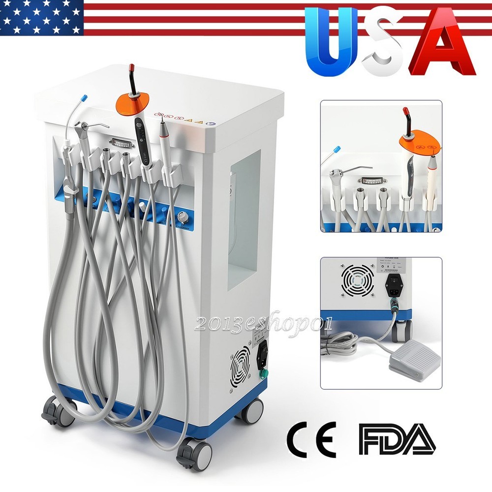 FDA Portable Dental Delivery Unit Suction Air Compressor Cart/ Handpiece kit