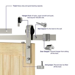 JUBEST 6.6FT Brushed Nickel Sliding Barn Door Hardware Kit Smoothly and Quiet…