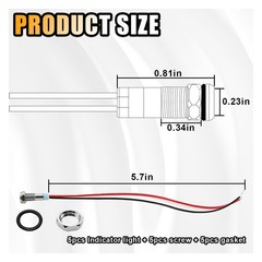 5PCS 6MM 1/4″ LED Indicator Light, AC/DC 12-24V Waterproof IP66 Metal Green