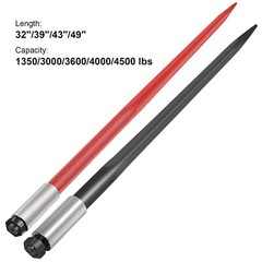 VEVOR 32″39″43″49″ Square Hay Bale Spear Wide Tine Spike Skid Conus For Tractor