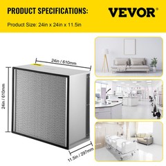 VEVOR HEPA Filter Replacement Pleated Air Filter 24x24x11.5in Galvanized Frame