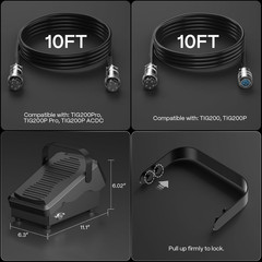 TIG Welding Foot Pedal, 5-Pin Remote Amp Control, Wider Contact Area & Strap Des