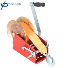 Heavy Duty Hand Winch 3500 LBS Manual Crank Winch 10m(32.8ft) Nylon Strap 2 Gear