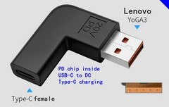 USB Type C to DC Plug Adapter for Notebook YOGA3 Charger Max PD20V 65W *gi