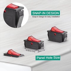 Illuminated LED On/Off SPST 3 Pin 2 Position Mini Boat Rocker Toggle Switch