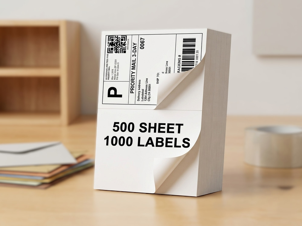 1000 Premium 8.5″ X 5.5″ Half Sheet Self Adhesive Shipping Labels