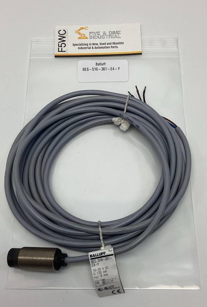 Balluff BES 516-361-E4-Y 3-Wire Proximity Sensor 10-30VDC Sense: 8mm 5-Meter