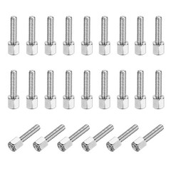 48 Pcs 4-40x5mm+12mm Nickel Plated Copper Male-Female Hex Standoff, Silver