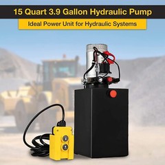Hydraulic Pump 15 Quart 3.9 Gallon Single Acting Metal Reservoir Dump Trailer