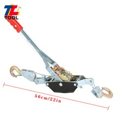 2 Ton Power Puller 4000LBS Hand Winch Steel Cable Come Along Tighter W/ 2 Hooks