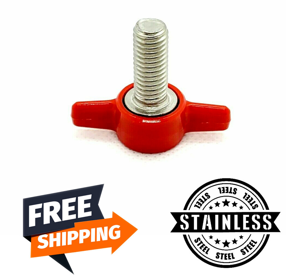 M8 x 1.25mm Thumb Screw T Bolts Red Tee Wing Plastic Clamping Knob 8mm 4-12 Pack