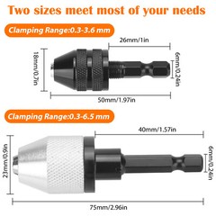 2x Keyless Chuck Conversion 1/4″ Hex Shank Adapter Drill Bit Quick Change Driver