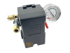 H/D Pressure Switch 4Ports 140-175psi w/200psi Valve, 26AMP, 0-200psi Side Gauge