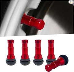 5PCS Aluminum Alloy Snap-in Tire Valve Stems for 0.453 Inch 11.5mm Color: Red