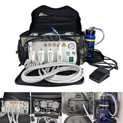 Portable Dental Delivery Unit with Air Compressor Suction System Mobile Bag