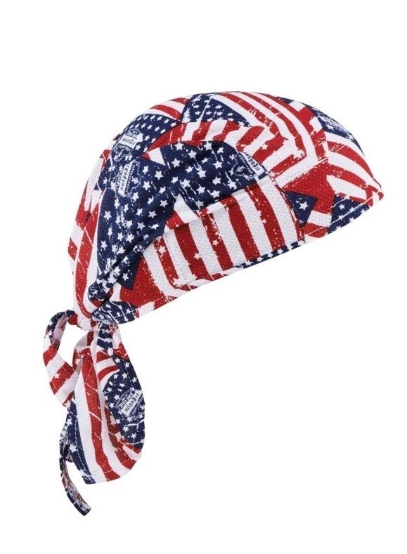 Ergodyne Chill-Its 6615 Absorptive Moisture-Wicking Dew Rag, Stars and Stripes
