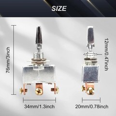 Heavy Duty Toggle Switch 3 Way DC 12V 50A Self-Locking ON/Off/ON 3 Position US
