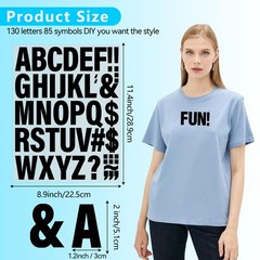5 Sheets 210 Pieces Iron On Letters for Clothing, 2×1.2 Inch Black, Black