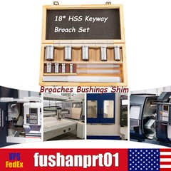 18 * HSS Keyway Broach Set Inch Size Broaches Bushings Shim CNC Metalworking Set