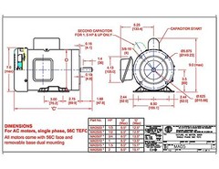 AC MOTOR, 1HP, 3450 RPM, 1PH, 115V/208-230V, 56C/TEFC, With base