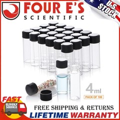 100pcs 4ml Glass Vials with Screw Caps Clear Liquid Sample Vials Small Bottles