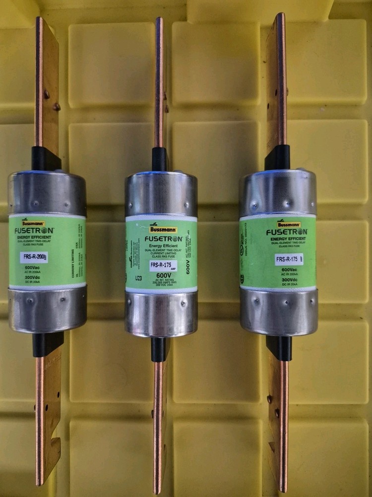 3-(three) Bussmann Fusetron fuses. 2- FRS-R-175 and 1- FRS-R-200, Used once.