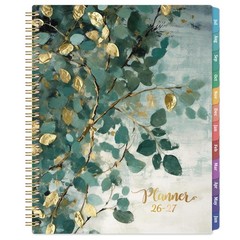 Planner 2026-2027 – Academic 9 X 11 inches, Green Art Leaves